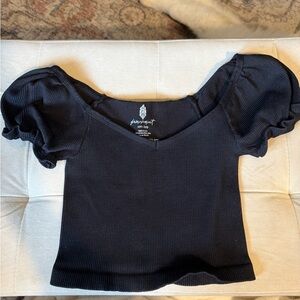 Free People Movement Black Ribbed Crop Top